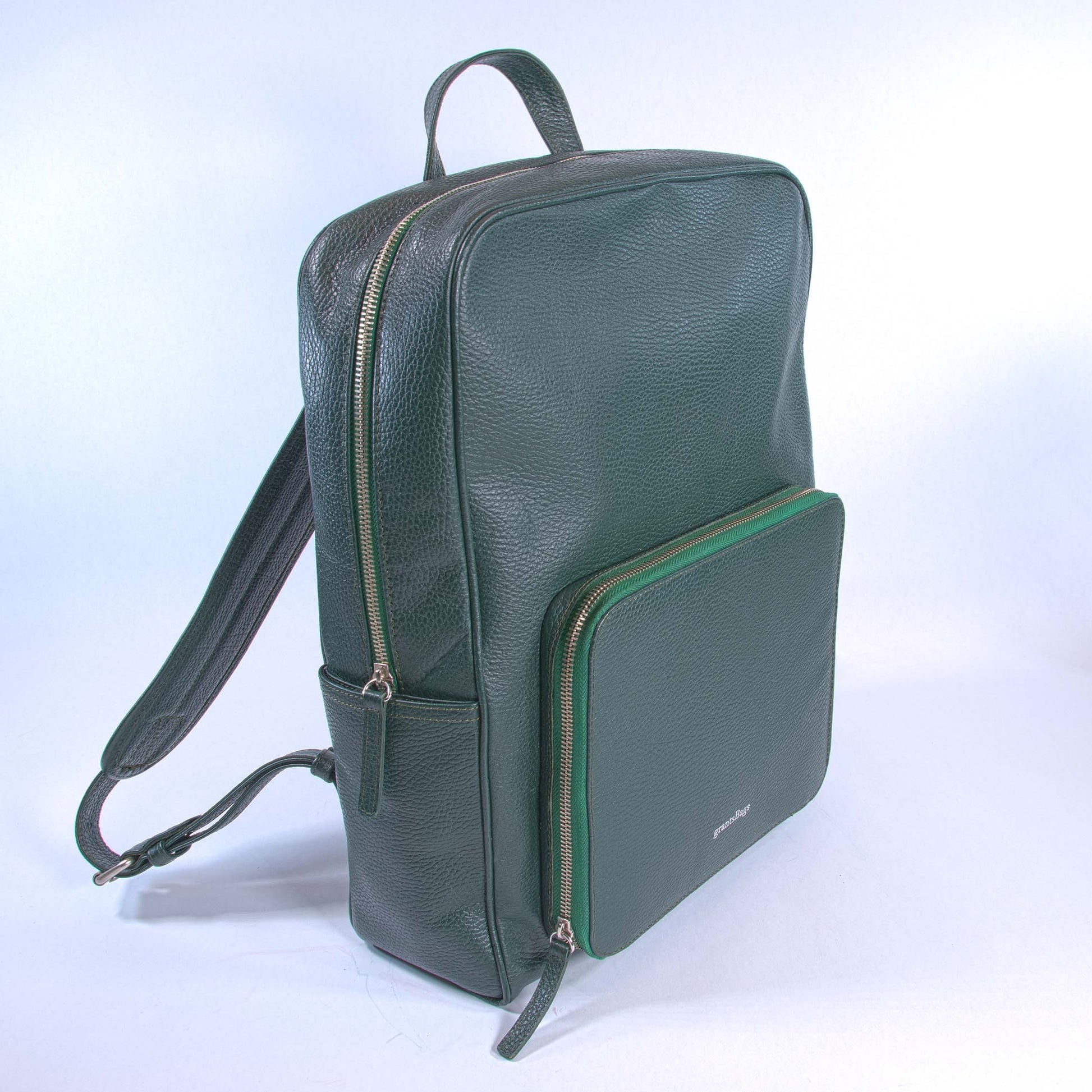 Green Full Leather Backpack – grants-Bags